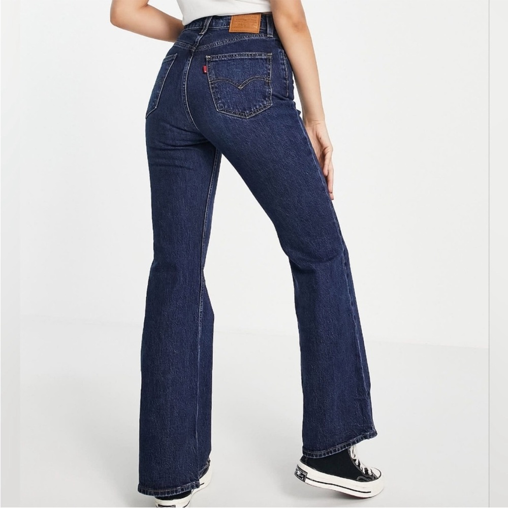 💙 Levi's Premium 70's High Flare Jeans Size 25 High Waist Dark Wash Cotton
